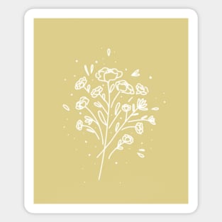 Vintage flowers line art Sticker